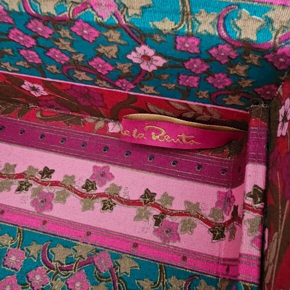 Oscar De La Renta Floral Patchwork Striped Fabric Jewelry Box Cottagecore - Picture 9 of 11